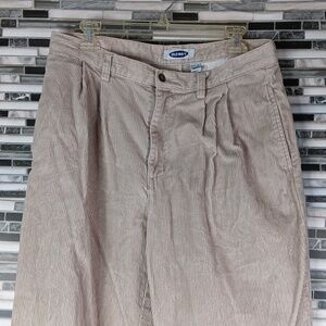 Old Navy Men's Beige Thick Corduroy Dress Pants 33x32 Preppy Double Pleated
